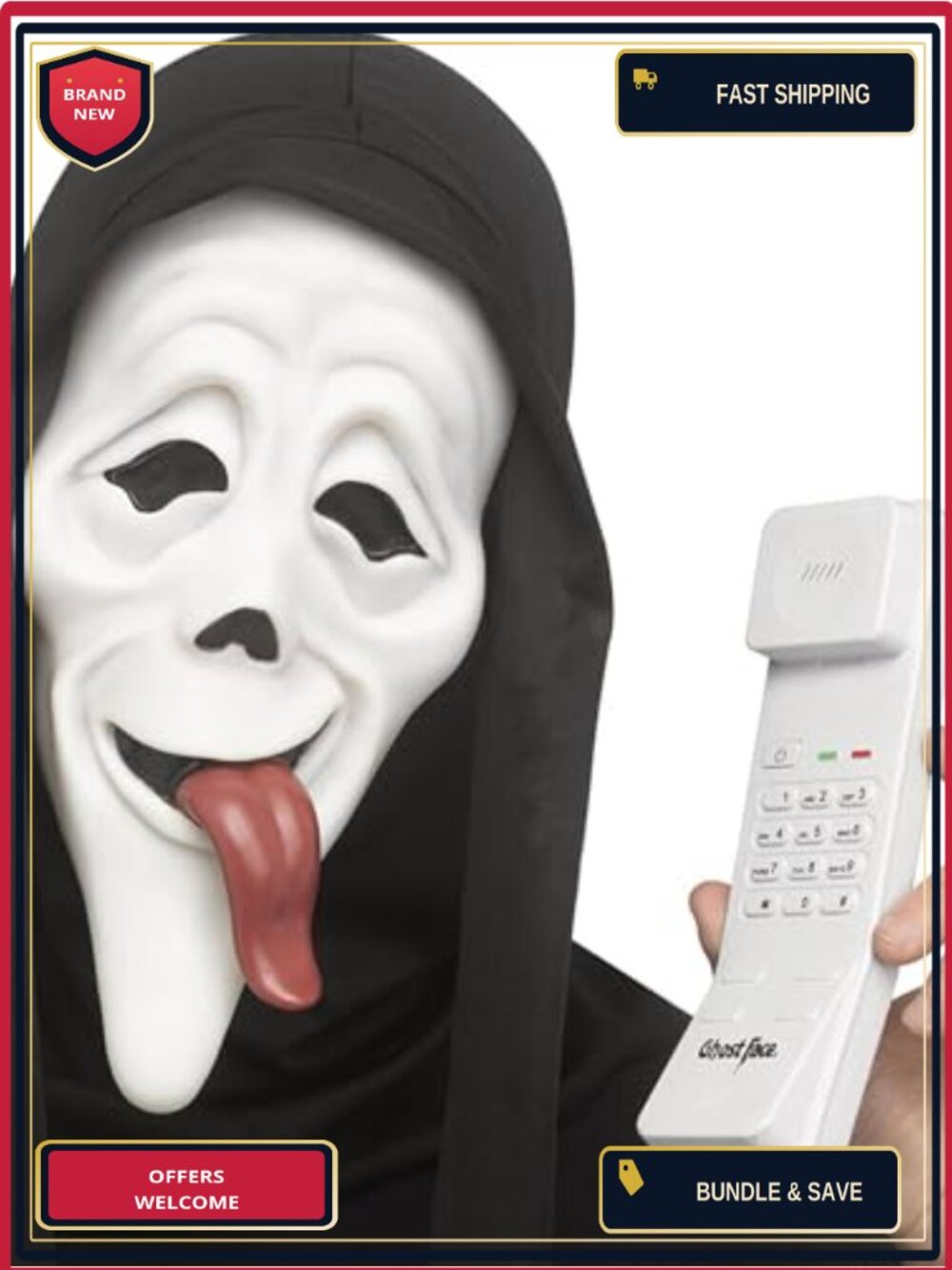 Ghost Face WASSUP! Mask & Phone Kit Halloween Costume Prop Complete Set